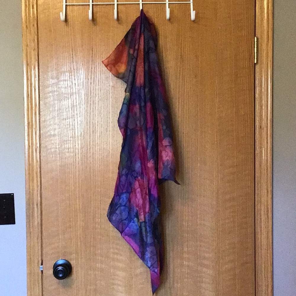 Gorgeous silk hand rolled scarf.
